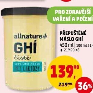 Přepuštěné máslo Ghí Allnature