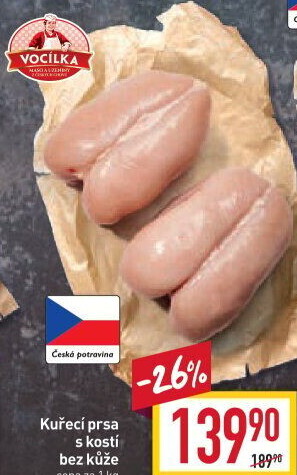 Kuřecí prsa s kostí Vocílka