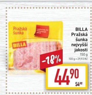 Šunka pražská nejvyšší jakosti Billa