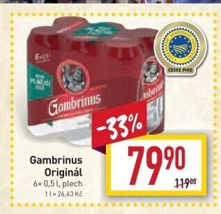 Pivo světlé výčepní Originál 10° Gambrinus