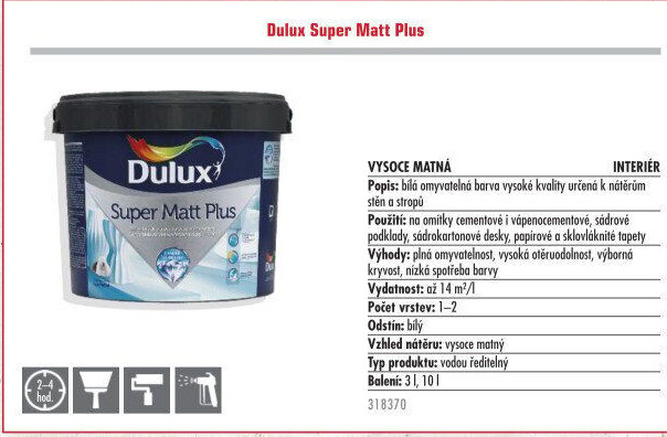 Barva interiérová Super Matt Plus Dulux