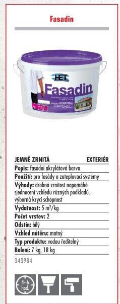 Fasádní akrylátová barva Fasadin Het