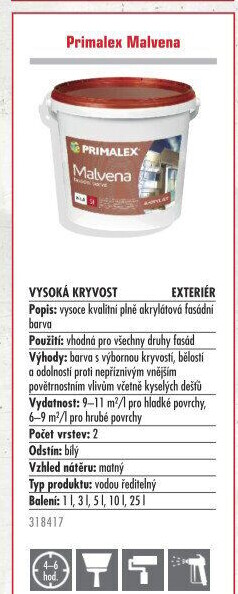 Fasádní barva Malvena Primalex