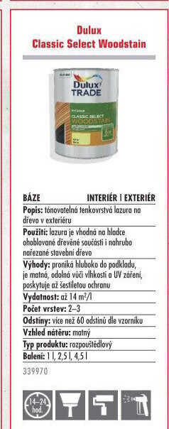 Lazura na dřevo Classic Select Woodstain Dulux Trade
