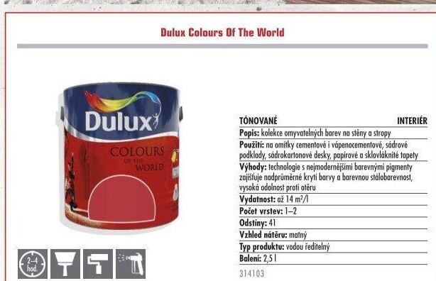 Malířská barva Colours of the World Dulux