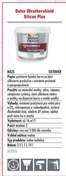 Tónovatelná fasádní barva Weathershield Plus Dulux Trade