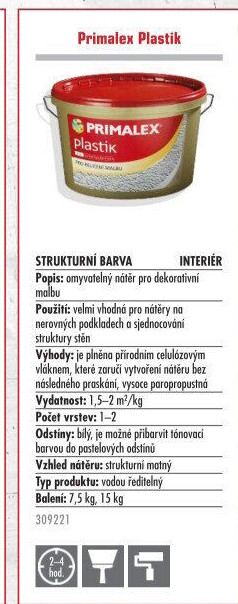 Vnitřní nátěrová hmota dekorativní Plastik Primalex