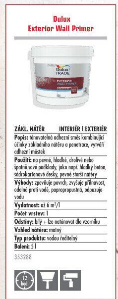 Základní nátěr s penetrací Exterior Wall Primer Dulux
