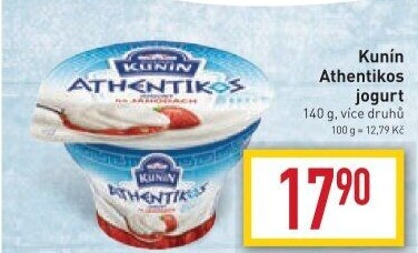 Jogurt ochucený řeckého typu Athentikos Kunín