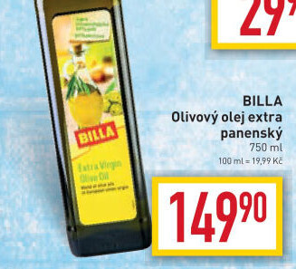 Olivový olej extra panenský Billa