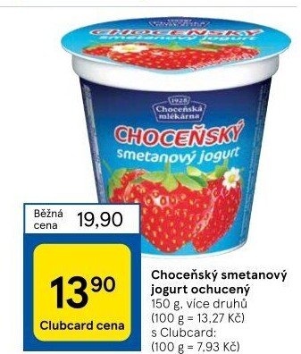 Jogurt smetanový ochucený Choceňský