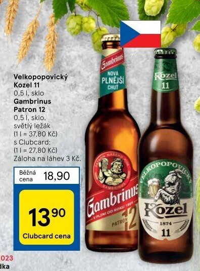 Pivo ležák 11° Velkopopovický Kozel