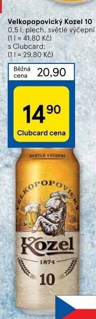 Pivo světlé výčepní 10°Velkopopovický Kozel