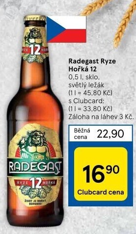 Pivo světlý ležák 12° Ryze hořká Radegast