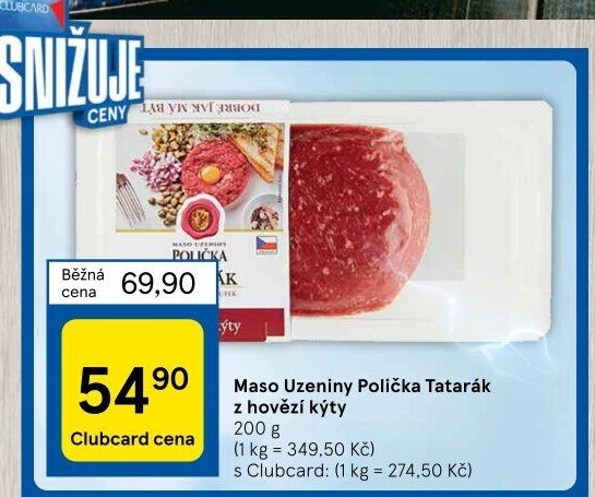 Tatarský biftek z hovězí kýty Maso uzeniny Polička
