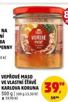 Maso vepřové ve vlastní šťávě ve sklenici Karlova Koruna