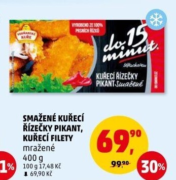 Řízečky kuřecí smažené mražené Pikant Vodňanské kuře