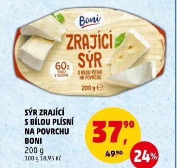 Sýr zrající s bílou plísní na povrchu Boni