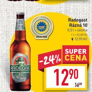 Pivo světlé výčepní Rázná 10° Radegast