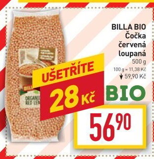 Čočka červená Naše Bio Billa
