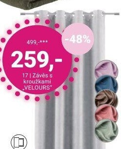 ZÁVES S KROUŽKAMI „VELOURS“