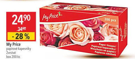 Papírové kapesníčky 2vrstvé My Price - box
