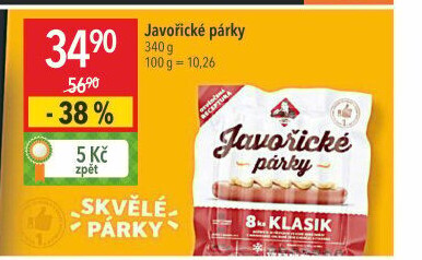 Párky javořické Kostelecké uzeniny