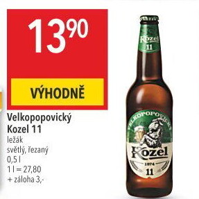 Pivo světlý ležák 11° Medium Velkopopovický Kozel