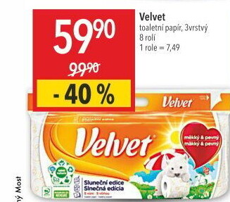 Toaletní papír 3vrstvý Velvet