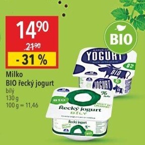 Bílý jogurt řecký bio 0% Milko