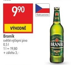 Pivo světlé výčepní 10° Braník