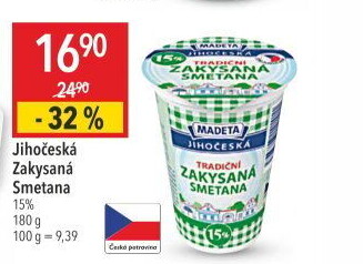 Smetana zakysaná Jihočeská Madeta 15%