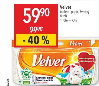 Toaletní papír 3vrstvý Velvet