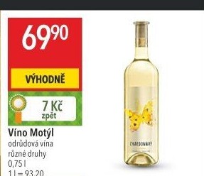 Víno Chardonnay Motýl Víno Mikulov