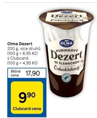 Dezert pudink se šlehačkou Olma