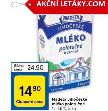 Mléko trvanlivé Jihočeské Madeta - 1,5% polotučné