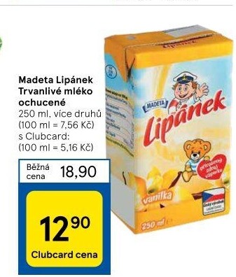 Nápoj mléko ochucené Lipánek Madeta