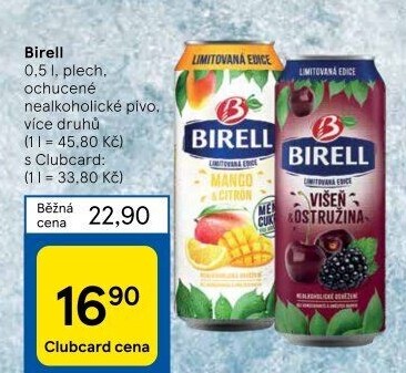 Nealkoholické pivo ochucené Birell