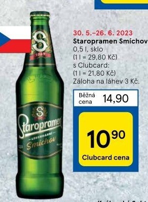 Pivo světlé výčepní 10° Smíchov Staropramen