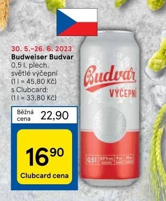 Pivo světlé výčepní Budweiser Budvar
