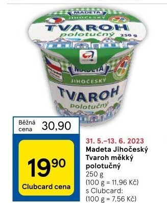 Tvaroh polotučný Jihočeský Madeta