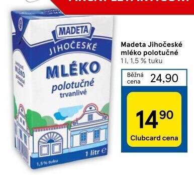 Mléko trvanlivé Jihočeské Madeta - 1,5% polotučné
