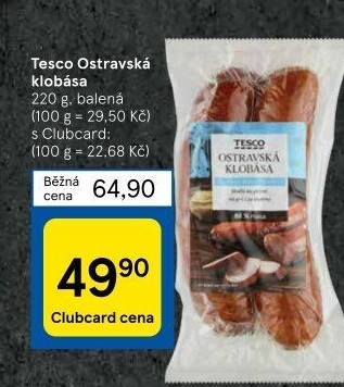 Ostravská klobása Tesco