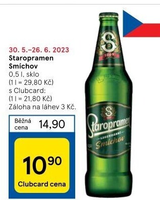 Pivo světlé výčepní 10° Smíchov Staropramen