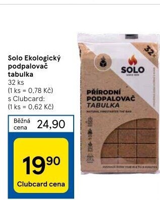 Podpalovač ekologický Tabulka Solo