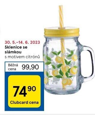 Sklenice s víkem a slámkou