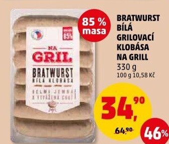 Klobása bílá grilovací bratwurst Na gril Penny
