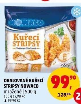 Kuřecí stripsy mražené Nowaco