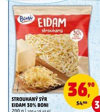 Sýr Eidam 30% strouhaný Boni