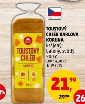 Toustový chléb Karlova Koruna